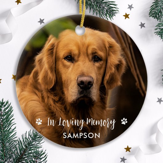 Gepersonaliseerde foto van Pet Memorial Loving Mem Keramisch Ornament