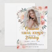 Gepersonaliseerde foto Verjaardag Afstuderen Blush Kaart (Voorkant / Achterkant)