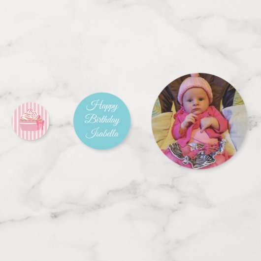 Gepersonaliseerde foto & Verjaardag Jaar Confetti (Voorkanten)