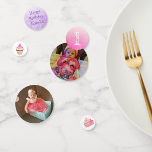 Gepersonaliseerde foto & Verjaardag Jaar Confetti