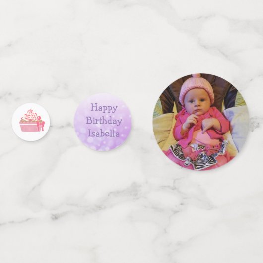 Gepersonaliseerde foto & Verjaardag Jaar Confetti (Voorkanten)