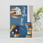 Gepersonaliseerde Foto Verjaardag Kaart - Ballonne (Staand voorkant)