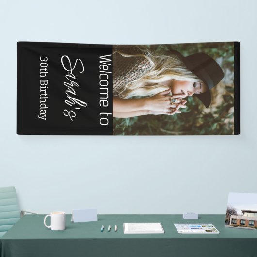 Gepersonaliseerde foto Verjaardag Party Script Wel Spandoek (Beurs)