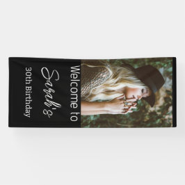 Gepersonaliseerde foto Verjaardag Party Script Wel Spandoek