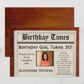 Gepersonaliseerde foto Verjaardagsfeestkrant Kaart (Voorkant / Achterkant)