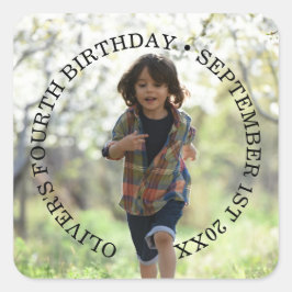 Gepersonaliseerde foto verjaardagsklassieke vierka vierkante sticker