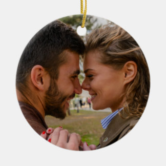 Gepersonaliseerde foto verloving Kerst Keramisch Ornament