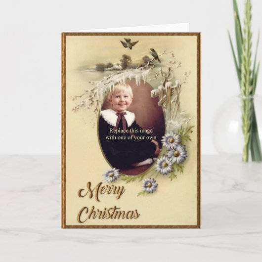 Gepersonaliseerde Foto Vintage Kerst Kaart (Voorkant)