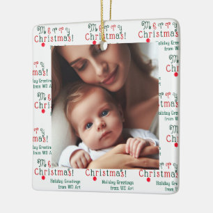 Gepersonaliseerde foto Vrolijk kerstfeest, kleurri Keramisch Ornament