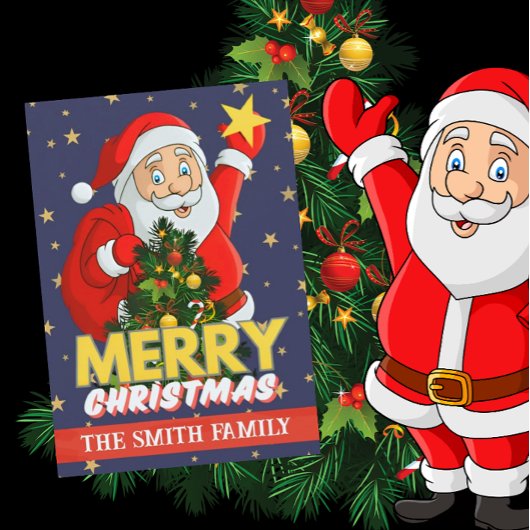 Gepersonaliseerde foto Vrolijk Kerstman Feestdagenkaart