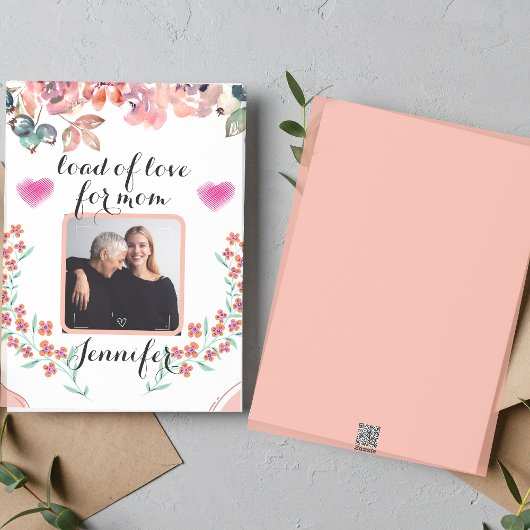 Gepersonaliseerde foto waterverf bloemen moederdag feestdagenkaart