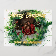 Gepersonaliseerde foto Waterverf Holly Wreath