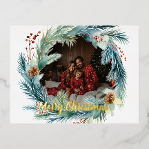 Gepersonaliseerde foto Waterverf Kerstkrans