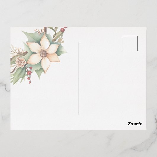 Gepersonaliseerde foto Waterverf Kerstkrans Folie Feestdagen Briefkaart (Achterkant)