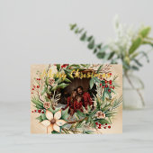 Gepersonaliseerde foto Waterverf Kerstkrans Folie Feestdagen Briefkaart (Staand Voorkant)