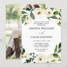 Gepersonaliseerde foto White Flowers Engagement Pa Kaart
