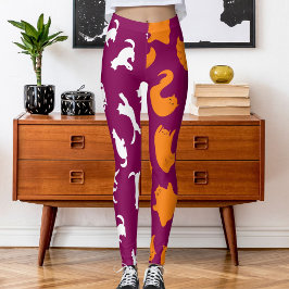 Gepersonaliseerde Foto Wit Sinaasappel Roze Katten Leggings
