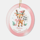 Gepersonaliseerde foto Woodland Herten Kerstmis Keramisch Ornament (Links)