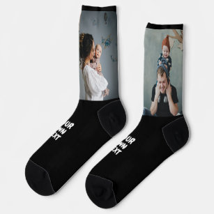 Gepersonaliseerde foto x2 en aangepaste tekst sokken