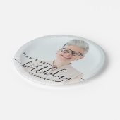 Gepersonaliseerde Foto Zwart Script 50e verjaardag Papieren Bordje (Gekanteld)