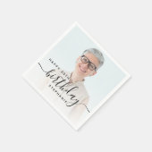 Gepersonaliseerde Foto Zwart Script 50e verjaardag Servet (Hoek)