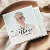 Gepersonaliseerde Foto Zwart Script 50e verjaardag Servet