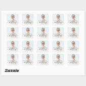 Gepersonaliseerde Foto Zwart Script 50e verjaardag Vierkante Sticker (Vel)