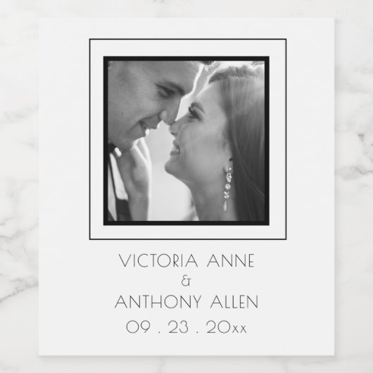 Gepersonaliseerde foto Zwart Wijnlabel Wijn Etiket (Enkel label)