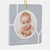 Gepersonaliseerde fotobaby's eerste kerstfeest keramisch ornament (Rechts)