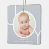 Gepersonaliseerde fotobaby's eerste kerstfeest keramisch ornament (Links)