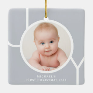 Gepersonaliseerde fotobaby's eerste kerstfeest keramisch ornament