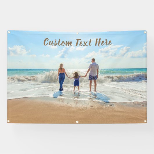 Gepersonaliseerde fotobanner met aangepaste tekst spandoek (Horizontaal)