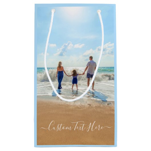 Gepersonaliseerde Fotocadeautas met Aangepaste Tek Klein Cadeauzakje (Achterkant)