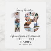 Gepersonaliseerde fotocollage 18e verjaardag wijn etiket (Enkel label)