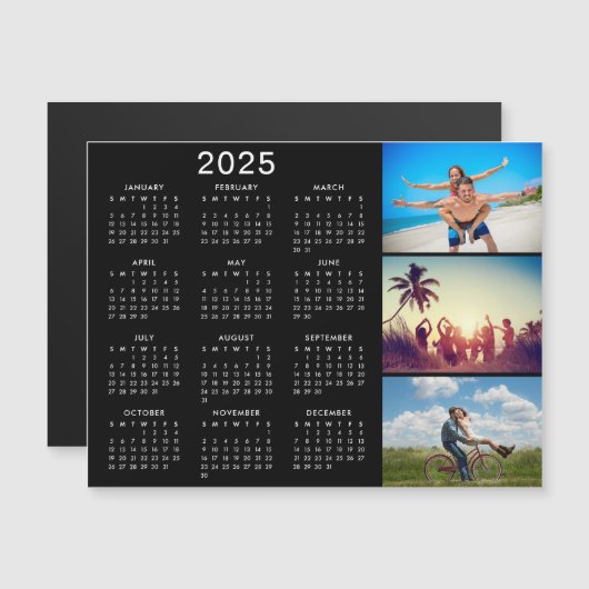Gepersonaliseerde Fotocollage 2025 Kalender Magnee (Voorkant / Achterkant)