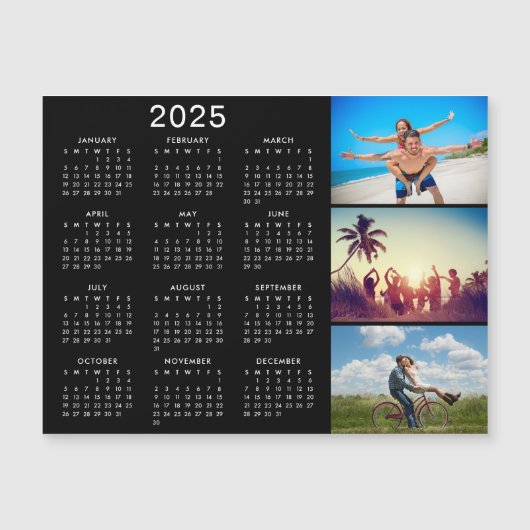 Gepersonaliseerde Fotocollage 2025 Kalender Magnee Magnetische Uitnodiging (Voorkant)
