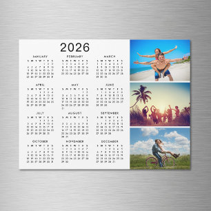 Gepersonaliseerde Fotocollage 2026 Kalendermagneet Magnetische Uitnodiging