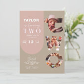 Gepersonaliseerde fotocollage 2e verjaardag uitnod kaart (Staand voorkant)