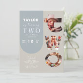 Gepersonaliseerde fotocollage 2e verjaardag uitnod kaart (Staand voorkant)