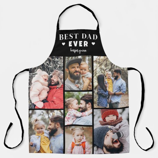 Gepersonaliseerde fotocollage Beste vader Schort (Voorkant)