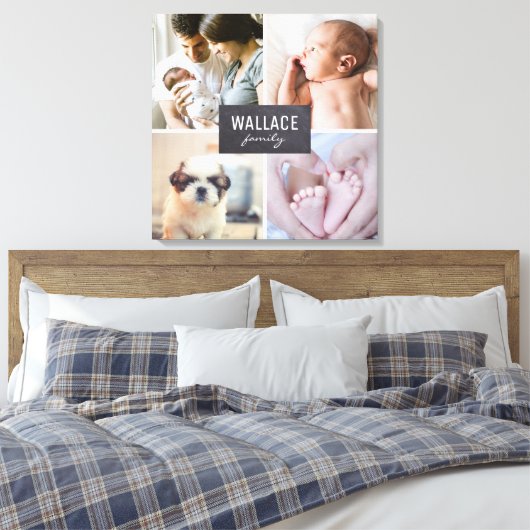 Gepersonaliseerde fotocollage-blokken canvas afdruk (Insitu (Slaapkamer))