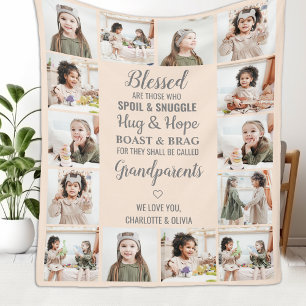 Gepersonaliseerde Fotocollage Grootouders Fleece Deken