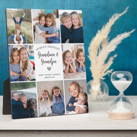 Gepersonaliseerde Fotocollage Grootouders Modern Fotoplaat (Zijkant)