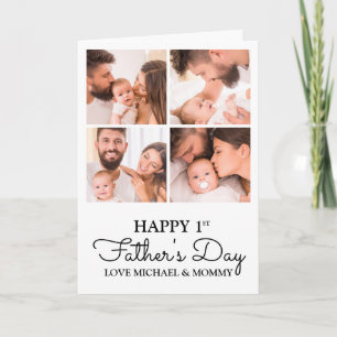 Gepersonaliseerde fotocollage Happy First Fathers  Kaart