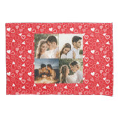 Gepersonaliseerde fotocollage Harten patroon rood Kussensloop (Voorkant)