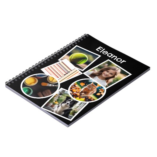 Gepersonaliseerde Fotocollage Kinder Creëer Uw Eig Notitieboek (Linkerzijde)