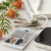 Gepersonaliseerde fotocollage met aangepaste tekst sleutelhanger (Voorkant Rechts)