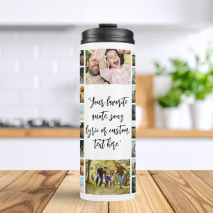 Gepersonaliseerde fotocollage met citaat thermosbeker