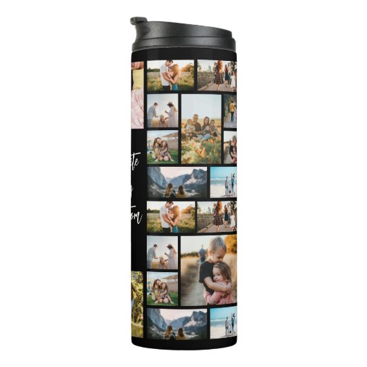 Gepersonaliseerde fotocollage met citaat thermosbeker (Geroteerd rechts)