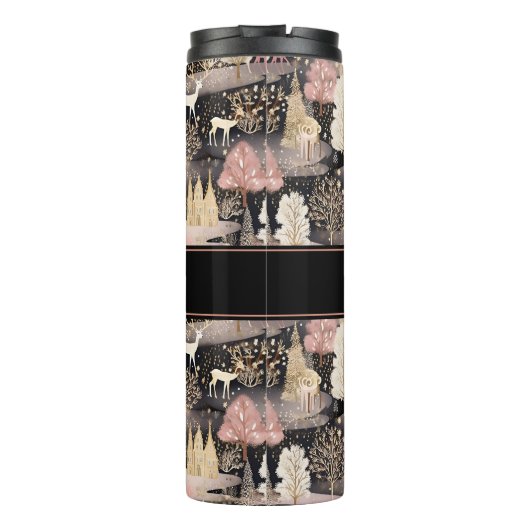 Gepersonaliseerde Fotocollage Moderne Kerstmis Thermosbeker (Achterkant)